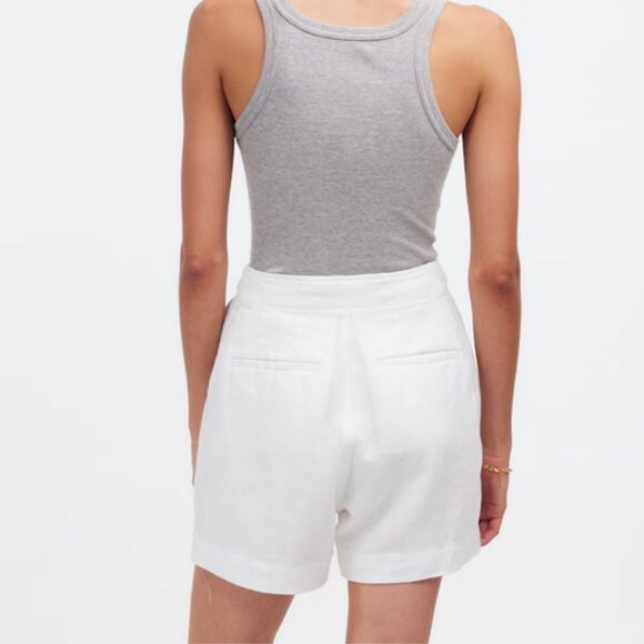NWT MADEWELL Button- Tab Linen High Rise Shorts Size 4 White {NR095} - Picture 4 of 16